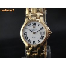 Auth Raymond Weil Womens 18k Plated White Dial Fidelio Quartz Wrist Watch Great