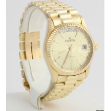Authentic Croton Mens Wristwatch - 18k Yellow Gold Watch 123.2g Italy Automatic
