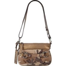 B.Makowsky Camouflage Leather Zip Top Convertible Crossbody Bag - Desert - One Size