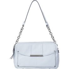B. Makowsky Double Zip Top Shoulder Bag with Chain Detail - White - One Size