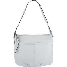 B. Makowsky Glove Leather Zip Top Shoulder Bag - Dove Grey - One Size