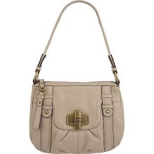 B. Makowsky Pebble Leather Shoulder Bag with Turn Lock Hardware - Stone - One Size