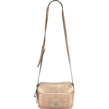 B. Makowsky Pebble Leather Double Zip-Top Adjustable Crossbody Bag - Rose Gold - One Size
