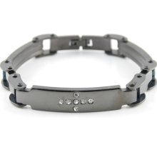 B815 R&d Brand Menâ€™s Bracelet Stainless Steel Bangle Cross Cz Black Style