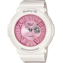 Baby-g Watch, Womens Analog-Digital White Resin Strap 43mm BGA161-7B2