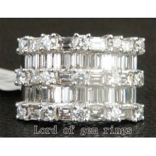 Baguette/round 5.15ctw Diamonds 14k White Gold Wedding Band Channel Ring 12.09g