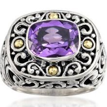Balinese 2.60 Carat Amethyst Ring in Two-Tone
