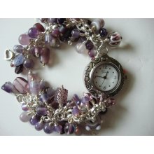 Beaded Wire Wrapped Charm Watch Bracelet