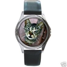 Beautiful Kitten Cat Looking At You Leather Watch