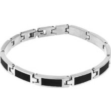 Beautiful Stainless Steel And Rubber Men's Bracelet