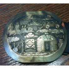 Becenti Sterling Silver 12kt Gold Filled Story Teller Concho Belt 586.7 Grams