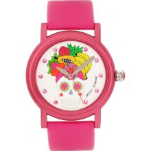 Betsey Johnson Fruit and Skull Leather Strap Watch - Jewelry