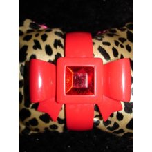 Betsey Johnson Red Bow Bracelet Watch Rare Vintage