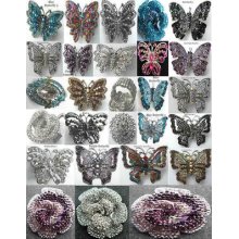 Big Butterfly/snake/flower/oval Shape Diamante Swarovski Crystal/rhinestone Ring
