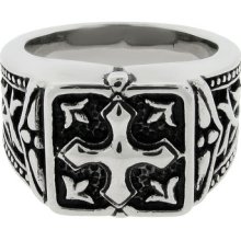 BIG Jewlery Men's Stainless Steel Cross Ring