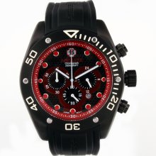 Bilette Men's Stainless Steel Black/ Red Dial Watch (Watch)