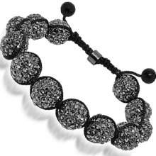 Black Ball Bead Bracelet with Swarovski Crystals