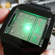 Black Digital Wrist Led Watch Rubber Quartz Alarm Day Date Mens Womens D0401