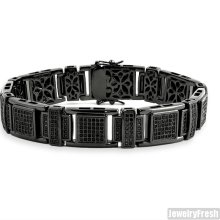Black Ice Cubes Simulated Diamond Mens Bracelet