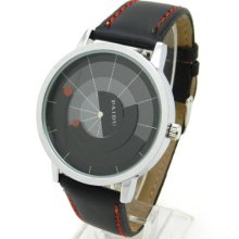 Black Quartz Sports Wrist Watch Pu Leather Mens Turntable Dial Digital Q0805