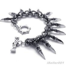 Black Silver Stainless Steel Men's Women'sbracelet Bangle Us520822