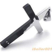Black Tone Stainless Steel Mens Cross Pendant Necklace Us5201565