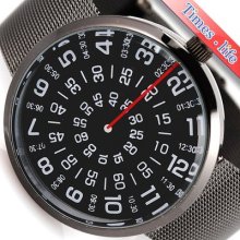 Black Turntable Num Time Mens Boy Women Watch Quartz Army Color Steel Band