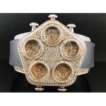Bling Master Joe Rodeo Techno 5 Time Zone Simulated Lab Diamond Watch 1147-g