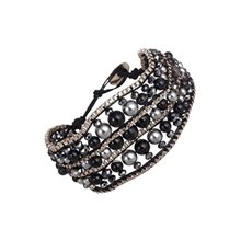 Blu Bijoux Jet Beaded Chain Link Bracelet