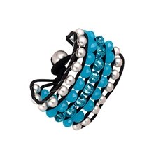 Blu Bijoux Turquoise and Silver Beaded Stretch Bracelet