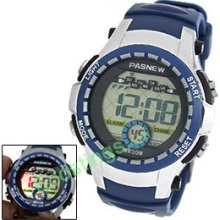 Blue Digital Water resistant Students Sports Chronograph Wrist Watch