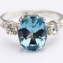 Blue Spinel 925 Sterling Silver Ring Aquamarine