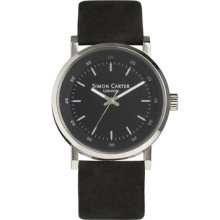 Boxed Simon Carter Black Faced Mens Designer London Wrist Watch Wt1801
