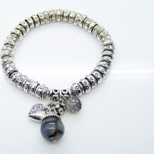BR1200 Min order of $15 ( Mix order) Top quality Promotion silver jewelry Boys black bead charm bracelet