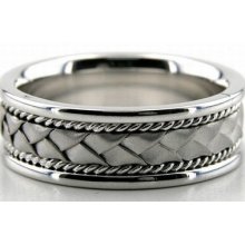 Braided Mens Wedding Band 14k White Gold Ring