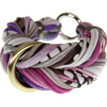 Braided Womens Bracelet Bangle Fabric Cuff Chunky Jewelry Friendship Knot Tribal Boho Stack Cotton Magenta Grey Eggplant Purple Brown Brass