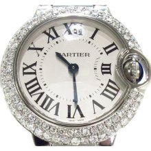 Brand New Cartier Ballon Bleu 36mm Size Diamond Watch G Color 2.50ct