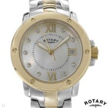 Brand New ROTARY LB702830/40 Stainless Steel Ladies Date Watch - two-tone