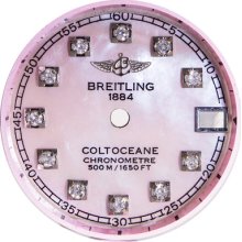Breitling Colt Oceane Pink Mop Aftermarket Diamond Markers Ladies Watch Dial