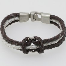 Brown & Claybank Leather Cuff Rope Bracelet Bangle Man's Jewelry