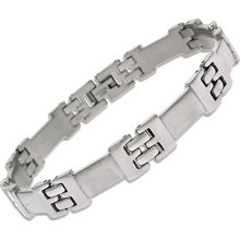 Brushed Stainless Steel Buckle Link Mens Bracelet