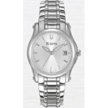 Bulova Silver Curved Crystal Stainless Steel Watch