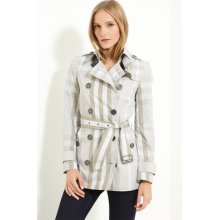 Burberry Brit 'alcester' Beige Nova Check Short Trench Rain Coat Jacket $795