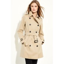 Burberry London Double Breasted Cotton Trench Womens Honey