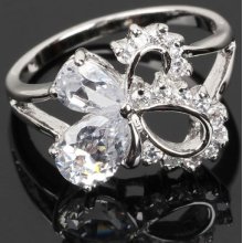 Butterfly Engagement Wedding Ring 18k White Gold Gp Use Swarovski Crystal Size 7