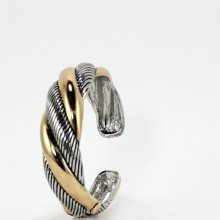 Cable Twisted Cuff Bracelet in Goldtone & Sivertone B175