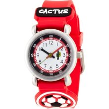 Cactus Cac-27-M07 Boys White Dial Red Strap Watch
