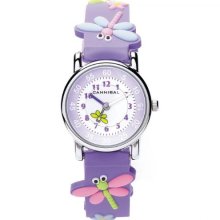Cannibal Kid's Quartz Watch With White Dial Analogue Display And Purple Resin St