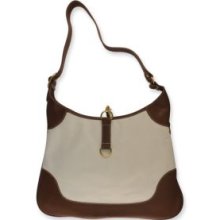 Canvas & Leather Hobo Handbag