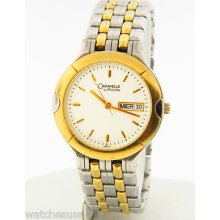 Caravelle By Bulova Men's Two-tone Stainless Steel Day-date Dial Quartz Watch